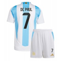 Dres Argentína Rodrigo De Paul #7 Domáci pre deti Copa America 2024 Krátky Rukáv (+ trenírky)